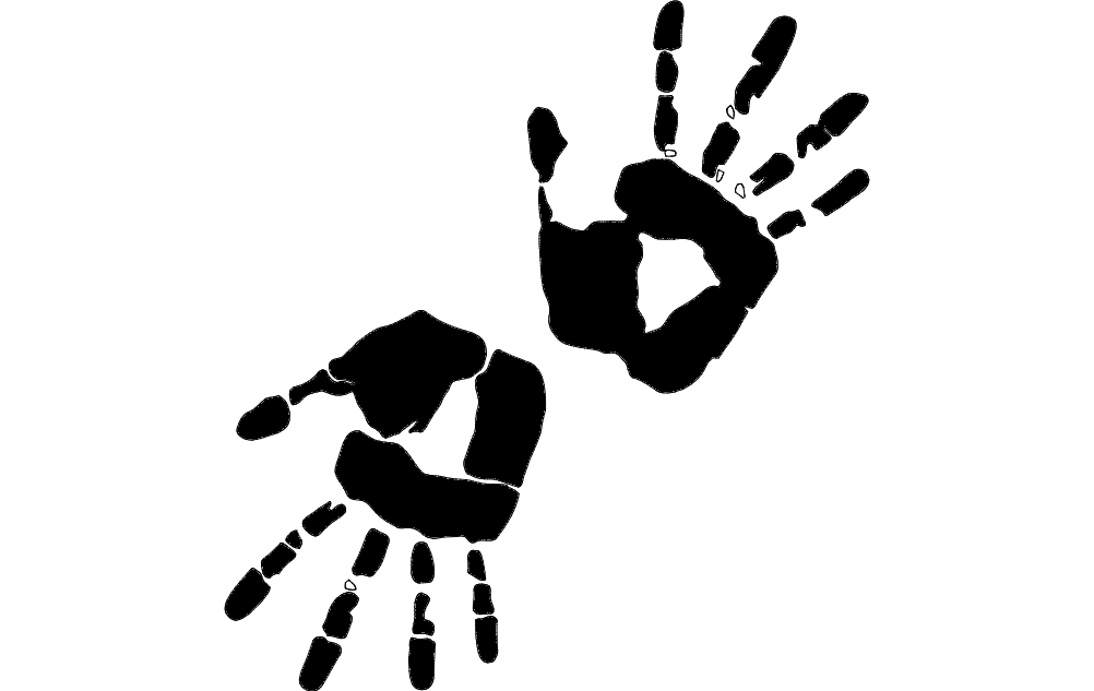 طرح هنری چاپ دستی مناسب برای استفاده در دستگاه های cnc چوب و cnc لیزر - hand print art dxf file