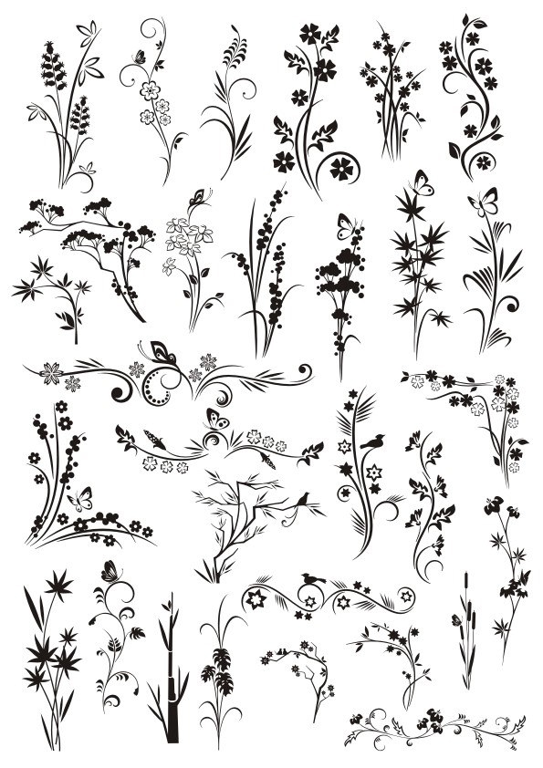 طرح عناصر تزئینی تزئینات گلدار مناسب برای استفاده در دستگاه های cnc چوب و cnc لیزر - decorative elements floral ornaments cdr file