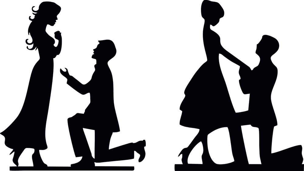 طرح فایل وکتور سیلوئت عروس و داماد مناسب برای استفاده در دستگاه های cnc چوب و cnc لیزر - bride groom silhouette vector cdr file