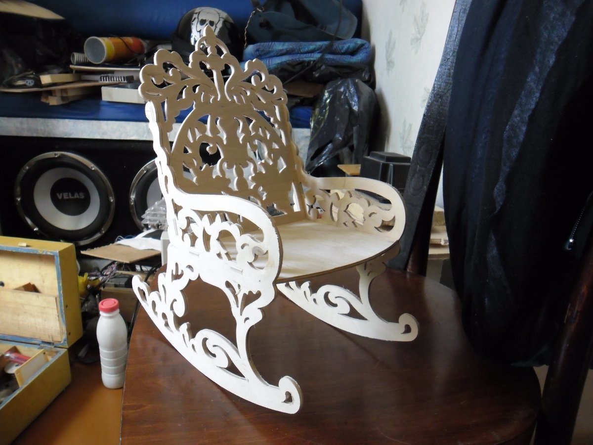 طرح صندلی گهواره‌ای مناسب برای استفاده در دستگاه های cnc چوب و cnc لیزر - rocking chair dxf file