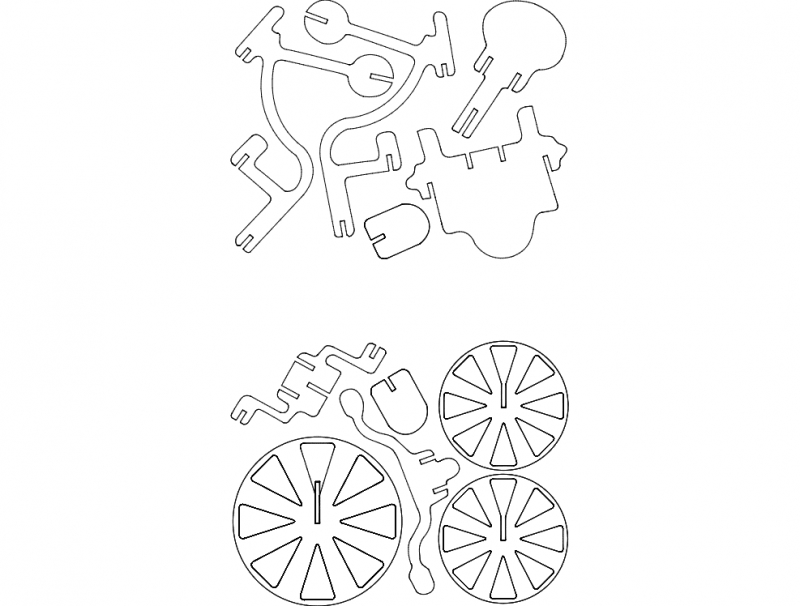 طرح پازل سه بعدی تریسیکلو مناسب برای استفاده در دستگاه های cnc چوب و cnc لیزر - triciclo 3d puzzle dxf file