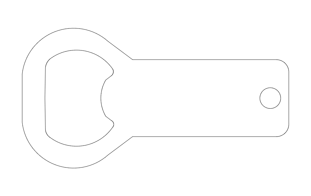 طرح خالی درب بازکن بطری مناسب برای استفاده در دستگاه های cnc چوب و cnc لیزر - bottleopener blank dxf file