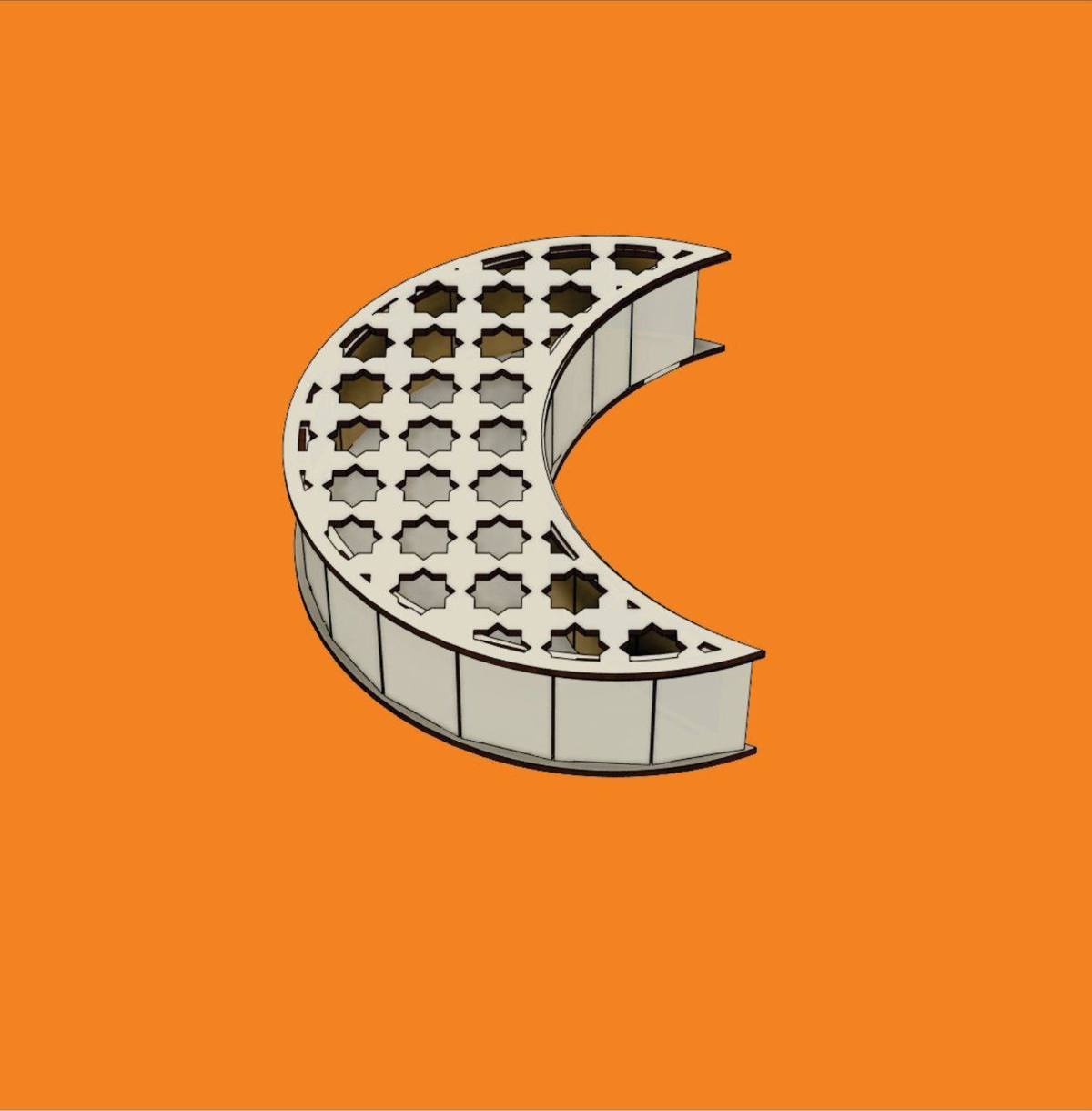 طرح هلال ماه رمضان مناسب برای استفاده در دستگاه های cnc چوب و cnc لیزر - laser cut ramadan crescent moon decor dxf file
