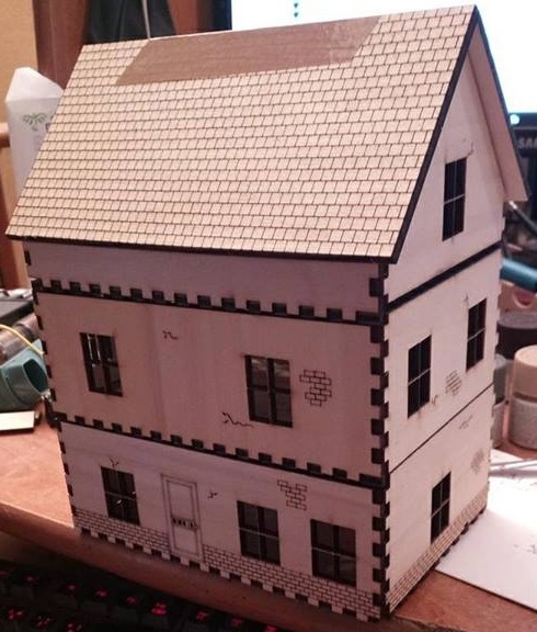 طرح ساختمان نانوایی با بافت مناسب برای استفاده در دستگاه های cnc چوب و cnc لیزر - laser cut textured bakery building dxf file