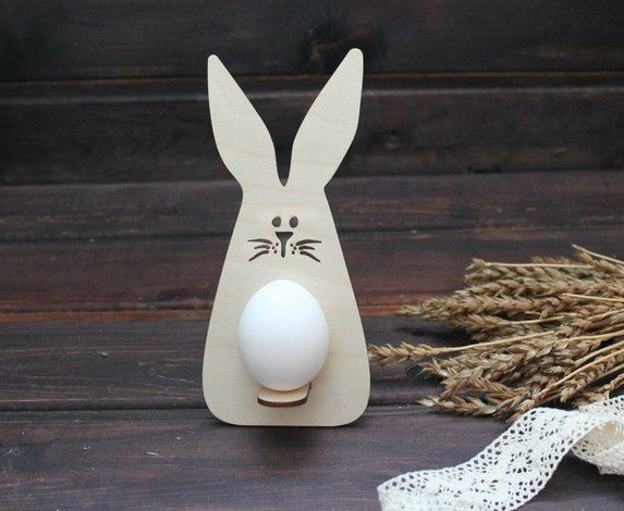 طرح جا تخم مرغی خرگوش عید پاک مناسب برای استفاده در دستگاه های cnc چوب و cnc لیزر - easter bunny egg holder laser cutting template cdr file