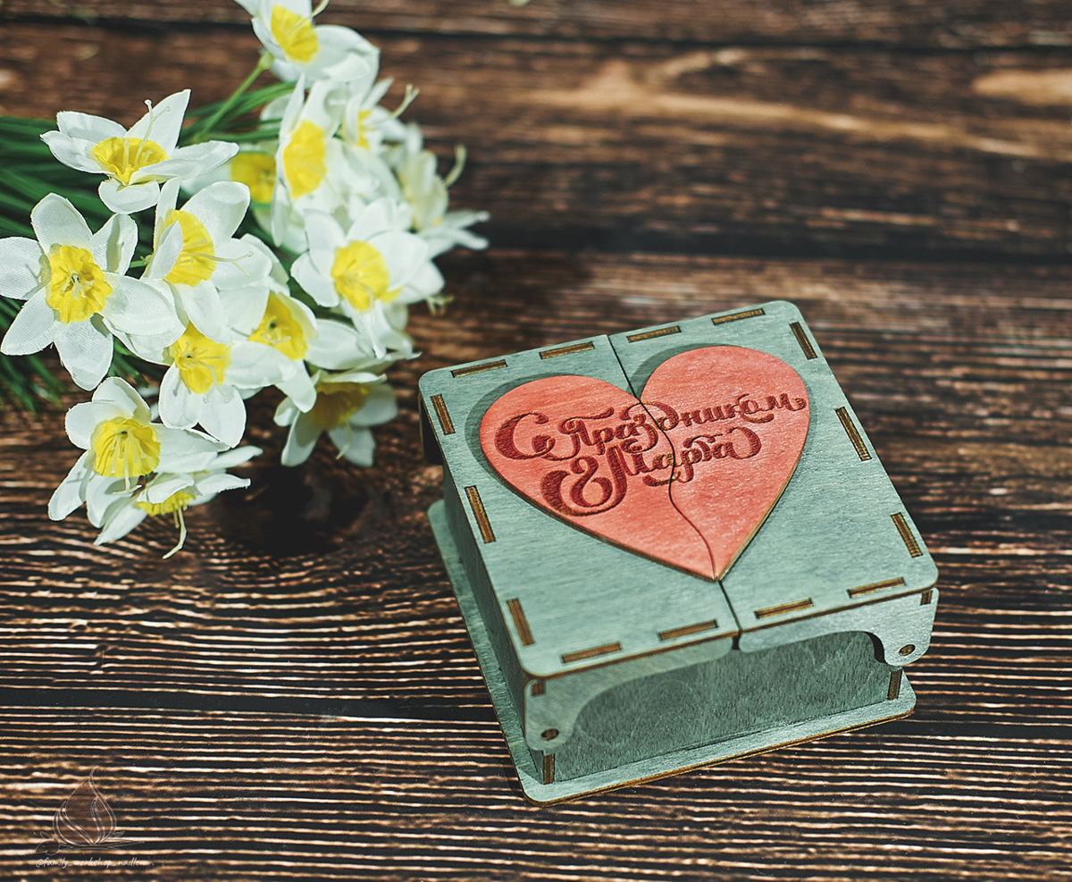 طرح جعبه کادو ولنتاین مناسب برای استفاده در دستگاه های cnc چوب و cnc لیزر - laser cut valentine box cdr file