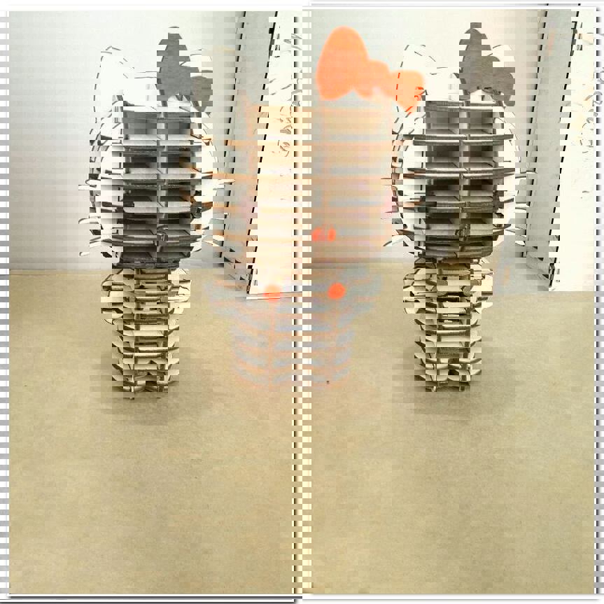 طرح پازل سه بعدی هلو کیتی مناسب برای استفاده در دستگاه های cnc چوب و cnc لیزر - laser cut hello kitty 3d puzzle dxf file