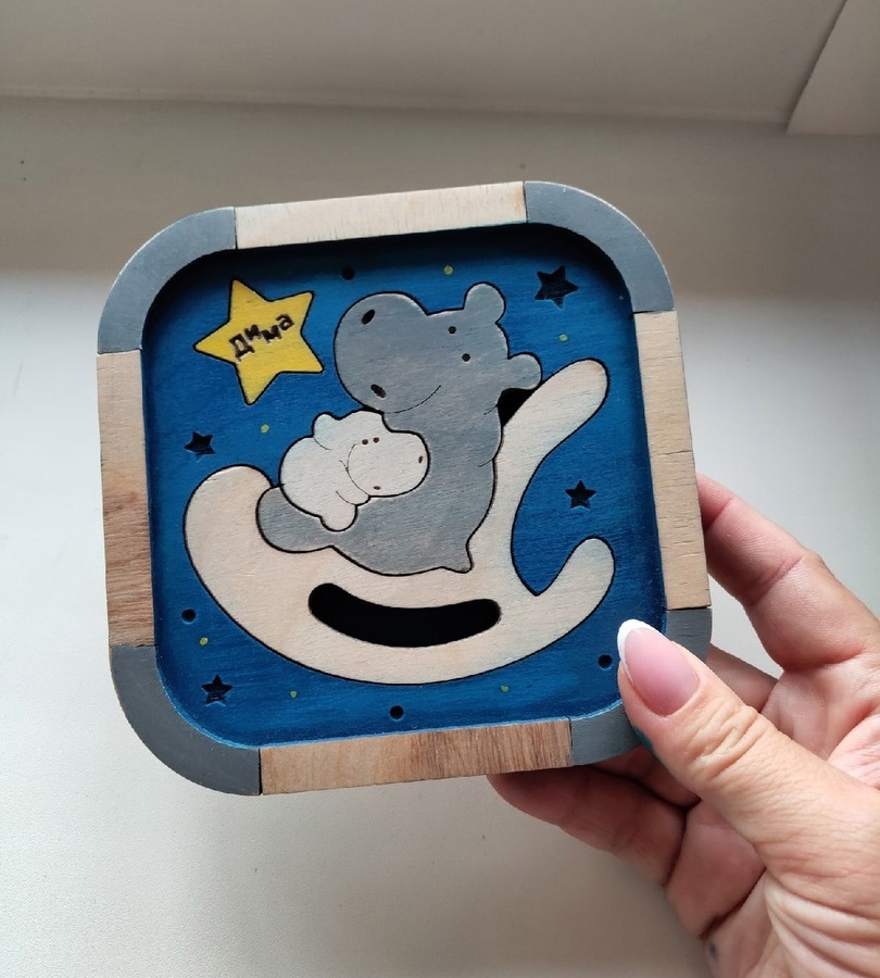 طرح پازل اسب آبی برای کودکان مناسب برای استفاده در دستگاه های cnc چوب و cnc لیزر - laser cut hippopotamuses puzzle for kid cdr file