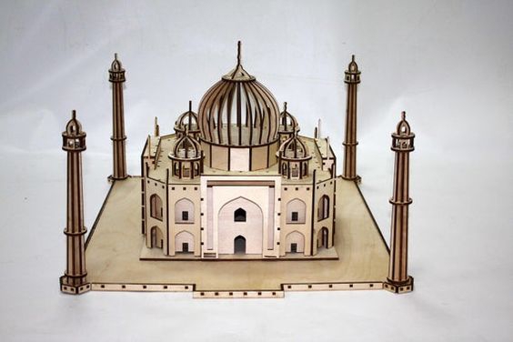 طرح مدل سه بعدی تاج محل مناسب برای استفاده در دستگاه های cnc چوب و cnc لیزر - laser cut taj mahal 3d model dxf file