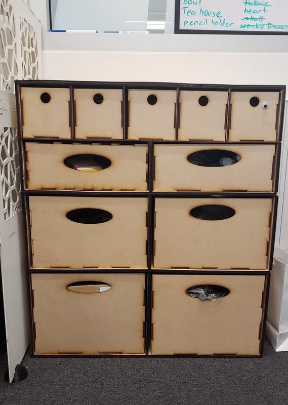 طرح قفسه چند کشویی مناسب برای استفاده در دستگاه های cnc چوب و cnc لیزر - laser cut multi drawer shelf organiser cdr file