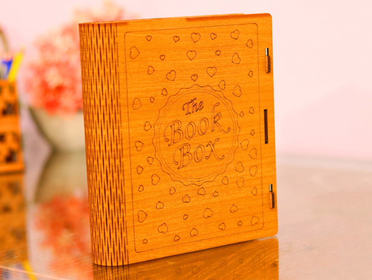 طرح جعبه کتاب مناسب برای استفاده در دستگاه های cnc چوب و cnc لیزر - laser cut book box cdr file