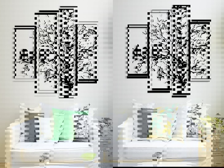 طرح سه بعدی دکور دیواری مناسب برای استفاده در دستگاه های cnc چوب و cnc لیزر - laser cut polyptych wall decor dxf file