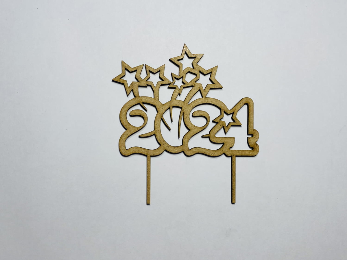 طرح رویه کیک سال نو مناسب برای استفاده در دستگاه های cnc چوب و cnc لیزر - laser cut new year cake topper cdr file