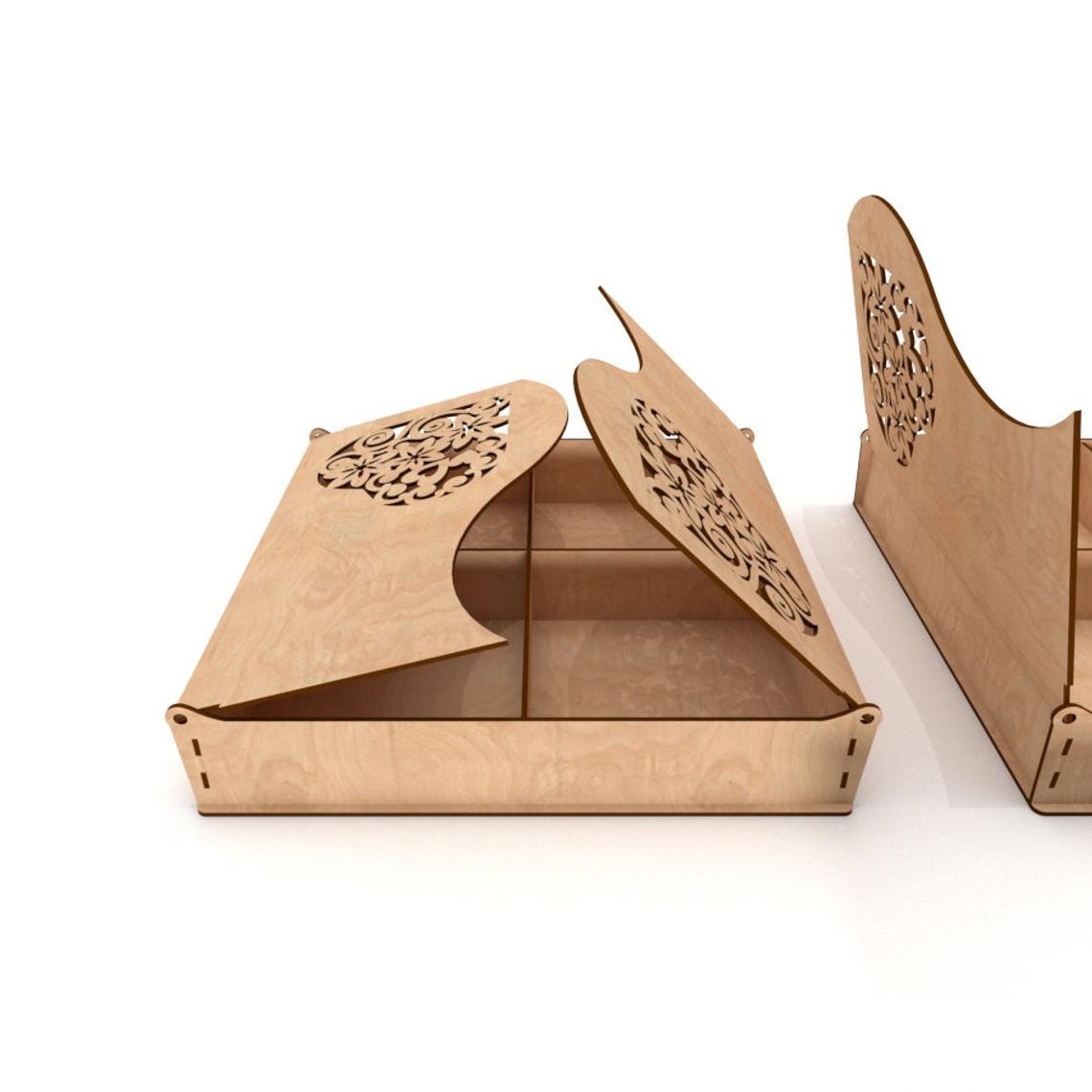 طرح جعبه عشق چوبی طرح جعبه کادو مناسب برای استفاده در دستگاه های cnc چوب و cnc لیزر - laser cut love box wooden gift box cdr file