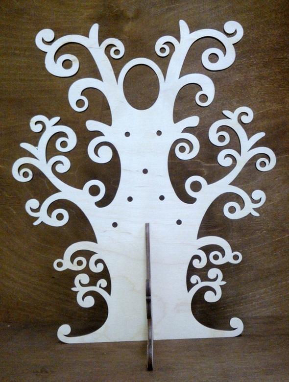طرح پایه جواهرات چوبی مناسب برای استفاده در دستگاه های cnc چوب و cnc لیزر - laser cut wooden tree jewellery stand cdr file