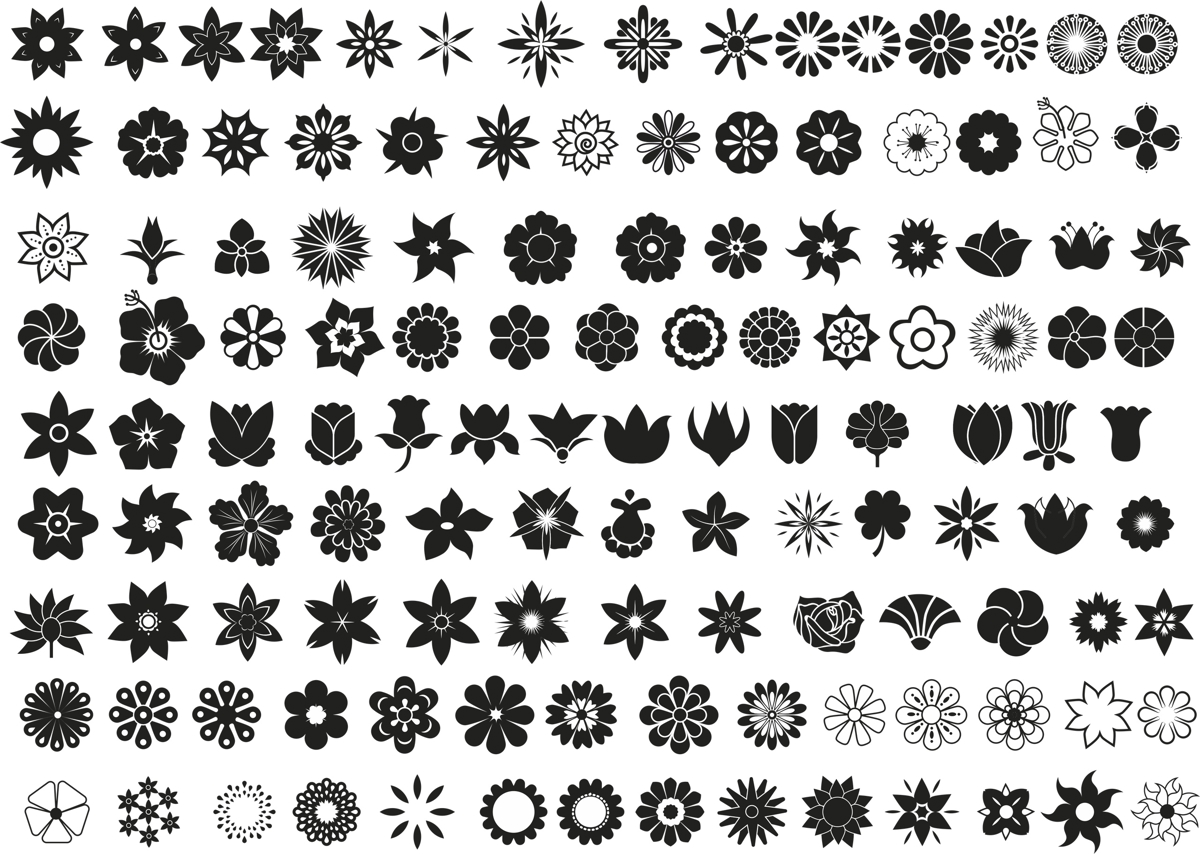 طرح مجموعه وکتور گل مناسب برای استفاده در دستگاه های cnc چوب و cnc لیزر - flower vector set cdr file