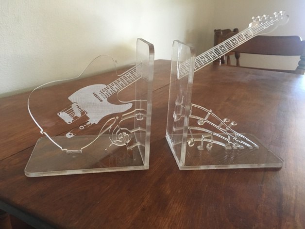 طرح جا کتابی گیتار راک مناسب برای استفاده در دستگاه های cnc چوب و cnc لیزر - rock guitar bookends eps file