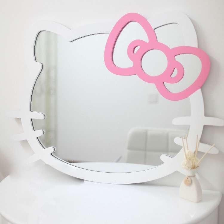 طرح قاب آینه هلو کیتی مناسب برای استفاده در دستگاه های cnc چوب و cnc لیزر - laser cut hello kitty mirror frame ai file