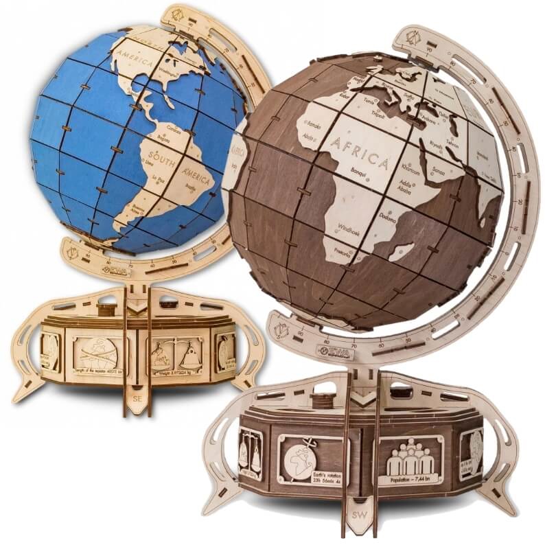 طرح جعبه جواهرات کره زمین مناسب برای استفاده در دستگاه های cnc چوب و cnc لیزر - laser cut globe jewelry box cdr file