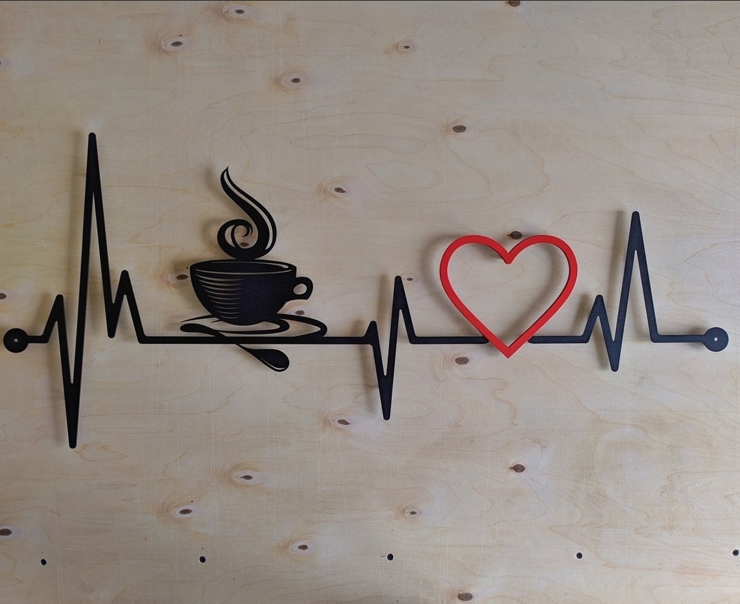طرح قلب مناسب برای استفاده در دستگاه های cnc چوب و cnc لیزر - laser cut coffee cardio wall decor cdr file