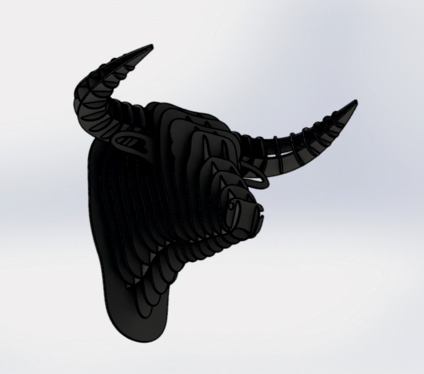 طرح سر گاو نر برای نصب روی دیوار مناسب برای استفاده در دستگاه های cnc چوب و cnc لیزر - laser cut bull head wall mount cdr file