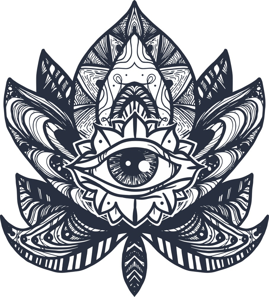 طرح تاتو چشم نیلوفر آبی مناسب برای استفاده در دستگاه های cnc چوب و cnc لیزر - eye lotus tattoo cdr file