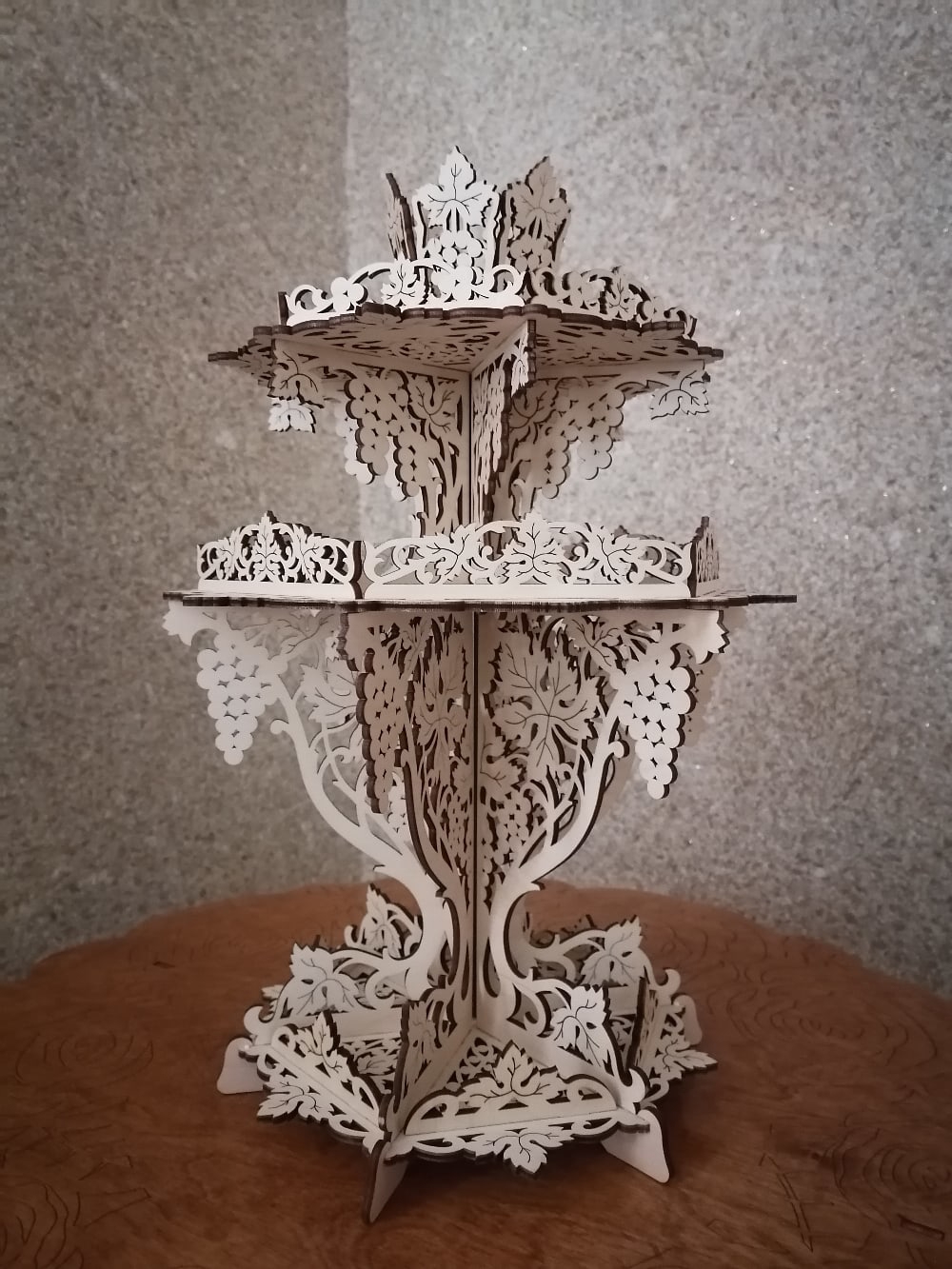 طرح کاسه انگور و آبنبات چوبی مناسب برای استفاده در دستگاه های cnc چوب و cnc لیزر - laser cut grape candy bowl dxf file