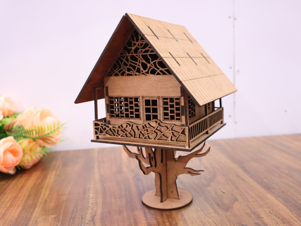 طرح خانه درختی با ضخامت ۳ میلی‌متر مناسب برای استفاده در دستگاه های cnc چوب و cnc لیزر - laser cut tree house 3mm cdr file