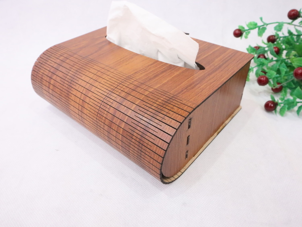 طرح جعبه دستمال کاغذی چوبی mdf 3mm مناسب برای استفاده در دستگاه های cnc چوب و cnc لیزر - laser cut wooden tissue box mdf 3mm cdr file