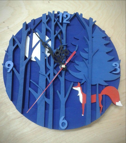 طرح ساعت چوبی مناسب برای استفاده در دستگاه های cnc چوب و cnc لیزر - laser cut woodland clock cdr file