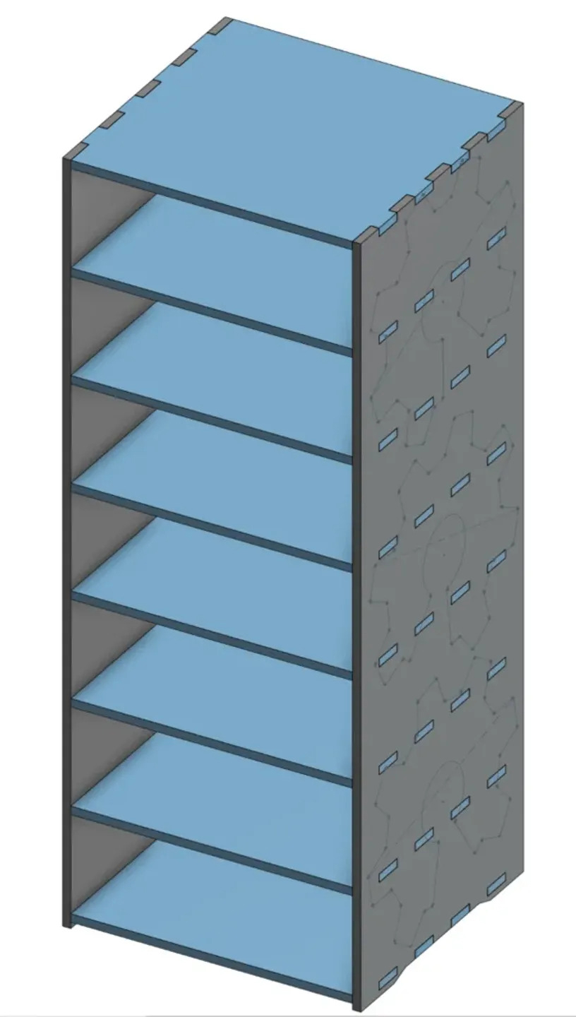 طرح قفسه فیلامنتی مناسب برای استفاده در دستگاه های cnc چوب و cnc لیزر - laser cut filament shelf dxf file