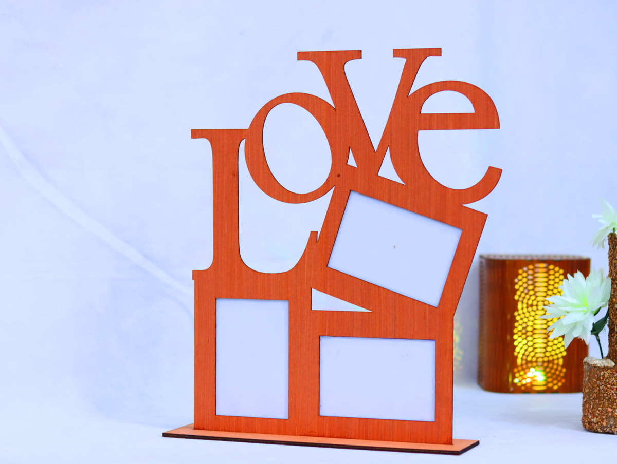 طرح قاب عکس عاشقانه مناسب برای استفاده در دستگاه های cnc چوب و cnc لیزر - laser cut love picture frame cdr file