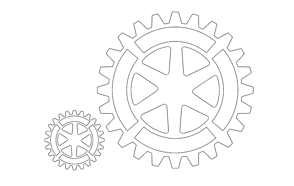 طرح دوربین سه دنده مناسب برای استفاده در دستگاه های cnc چوب و cnc لیزر - cam 3 gear dxf file