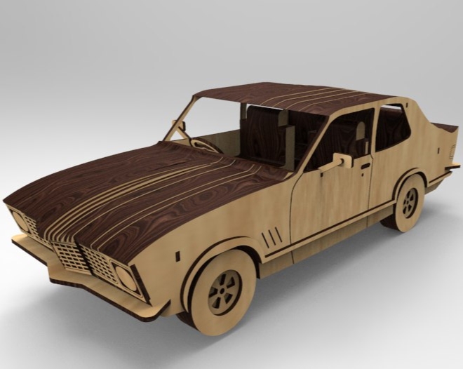 طرح ماکت ماشین چوبی هولدن ال جی تورانا مناسب برای استفاده در دستگاه های cnc چوب و cnc لیزر - laser cut wooden holden lj torana model car kit cdr file