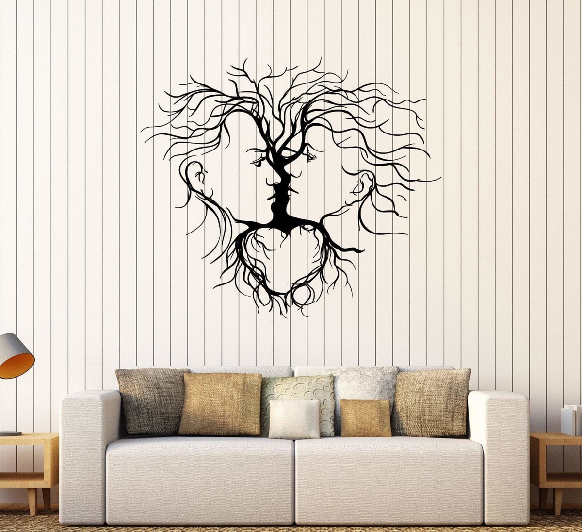 طرح درخت زوج عاشق مناسب برای استفاده در دستگاه های cnc چوب و cnc لیزر - laser cut loving couple abstract tree wall decor dxf file