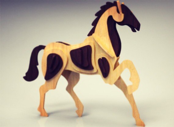 طرح اسب اسباب بازی چوبی مناسب برای استفاده در دستگاه های cnc چوب و cnc لیزر - laser cut wooden toy horse cdr file
