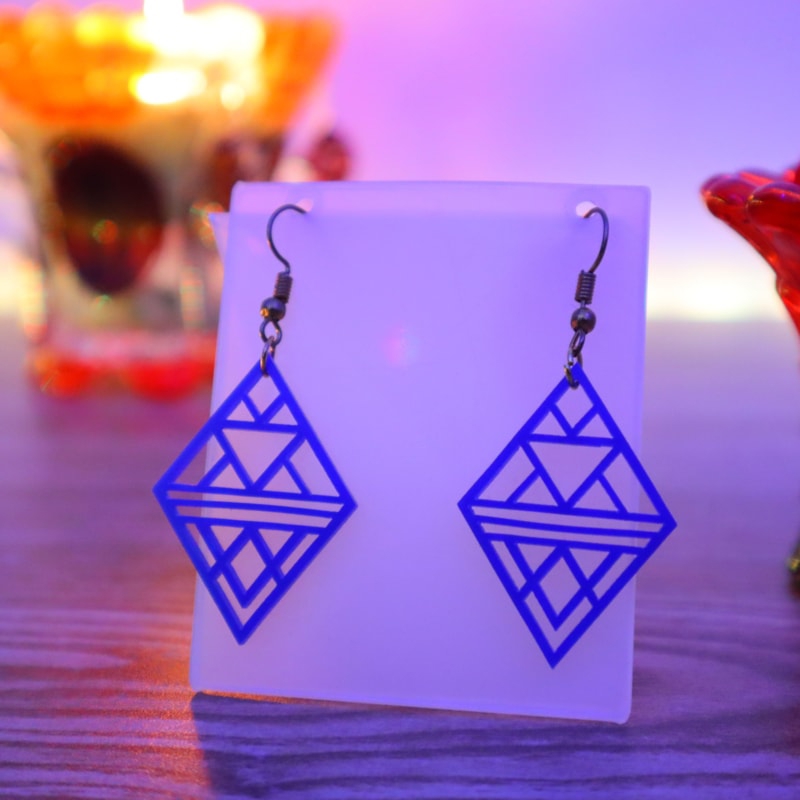 طرح گوشواره طرح هندسی اکریلیک مناسب برای استفاده در دستگاه های cnc چوب و cnc لیزر - laser cut new acrylic geometric earrings dxf file