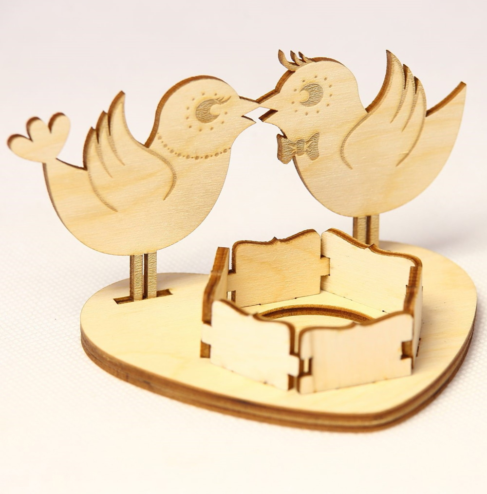 طرح جا شمعی طرح مرغ عشق مناسب برای استفاده در دستگاه های cnc چوب و cnc لیزر - laser cut love birds candle holder cdr file