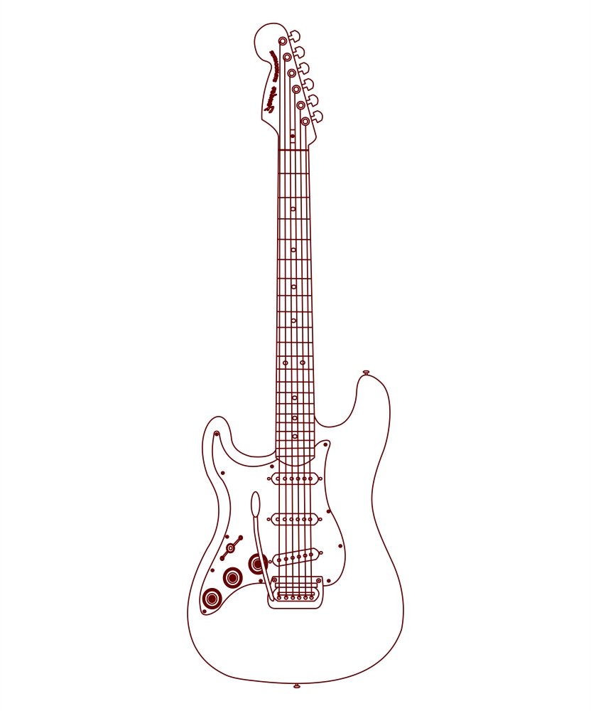 طرح گیتار بیس مناسب برای استفاده در دستگاه های cnc چوب و cnc لیزر - bass guitar dxf file