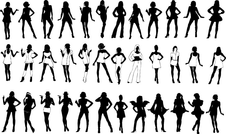طرح فایل لایه باز مجموعه تصاویر دختر بچه ها . با پسوندهای eps و ai مناسب برای استفاده در دستگاه های cnc چوب و cnc لیزر - silhouettes of girls eps file