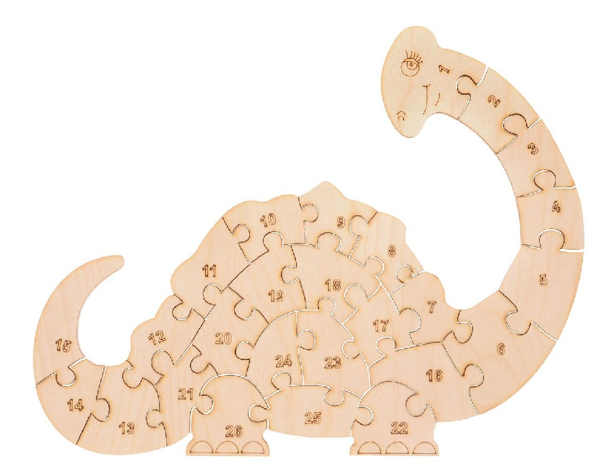 طرح بازی دایناسور برای کودکان مناسب برای استفاده در دستگاه های cnc چوب و cnc لیزر - laser cut dinopuzzle game for kids cdr file