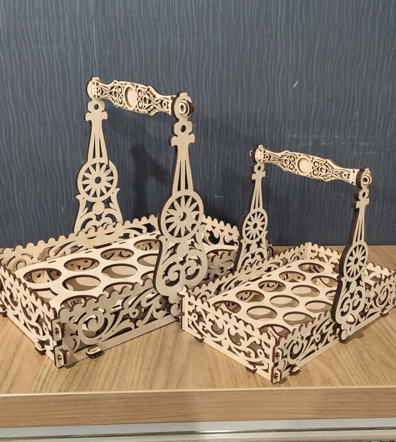 طرح سبد هدیه عید پاک تزئینی مناسب برای استفاده در دستگاه های cnc چوب و cnc لیزر - laser cut decorative easter gift basket cdr file