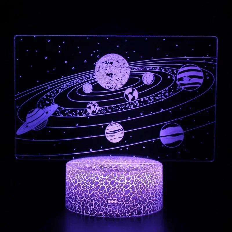 طرح منظومه شمسی مناسب برای استفاده در دستگاه های cnc چوب و cnc لیزر - laser cut solar system 3d illusion lamp dxf file