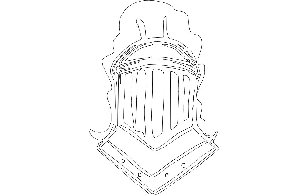 طرح کلاهخود شوالیه مناسب برای استفاده در دستگاه های cnc چوب و cnc لیزر - knight helmet dxf file