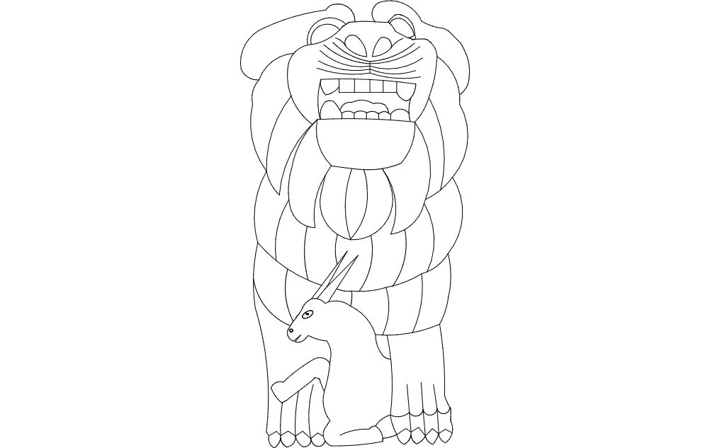 طرح شیر پالمیرا از آل لات مناسب برای استفاده در دستگاه های cnc چوب و cnc لیزر - palmyra lion of al lat dxf file
