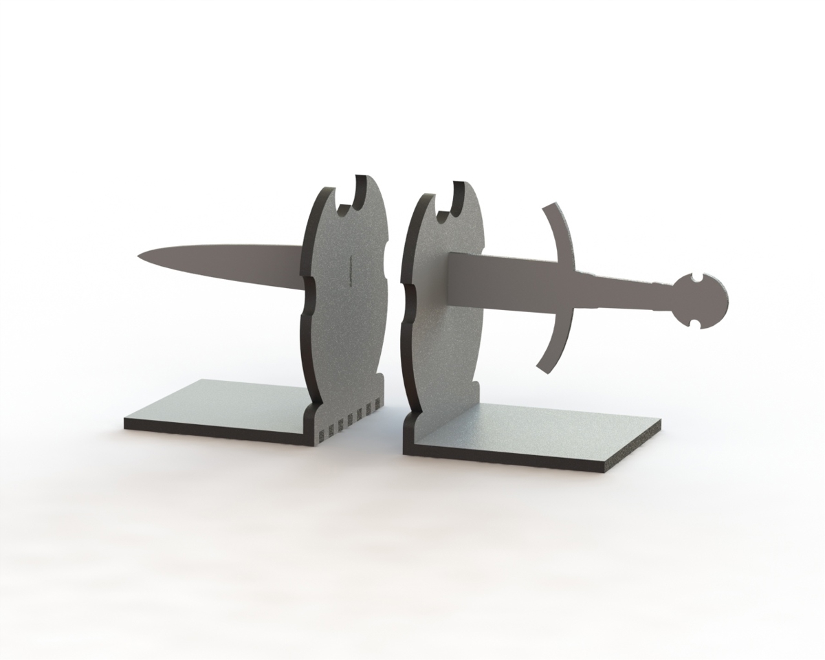 طرح کتاب شمشیر مناسب برای استفاده در دستگاه های cnc چوب و cnc لیزر - laser cut sword book support dxf file