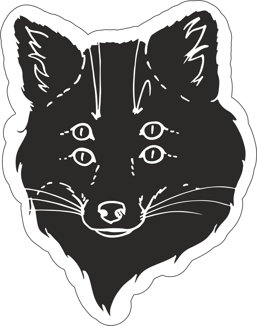 طرح فایل وکتور هنری استیکر روباه سیاه مناسب برای استفاده در دستگاه های cnc چوب و cnc لیزر - black fox sticker vector art cdr file
