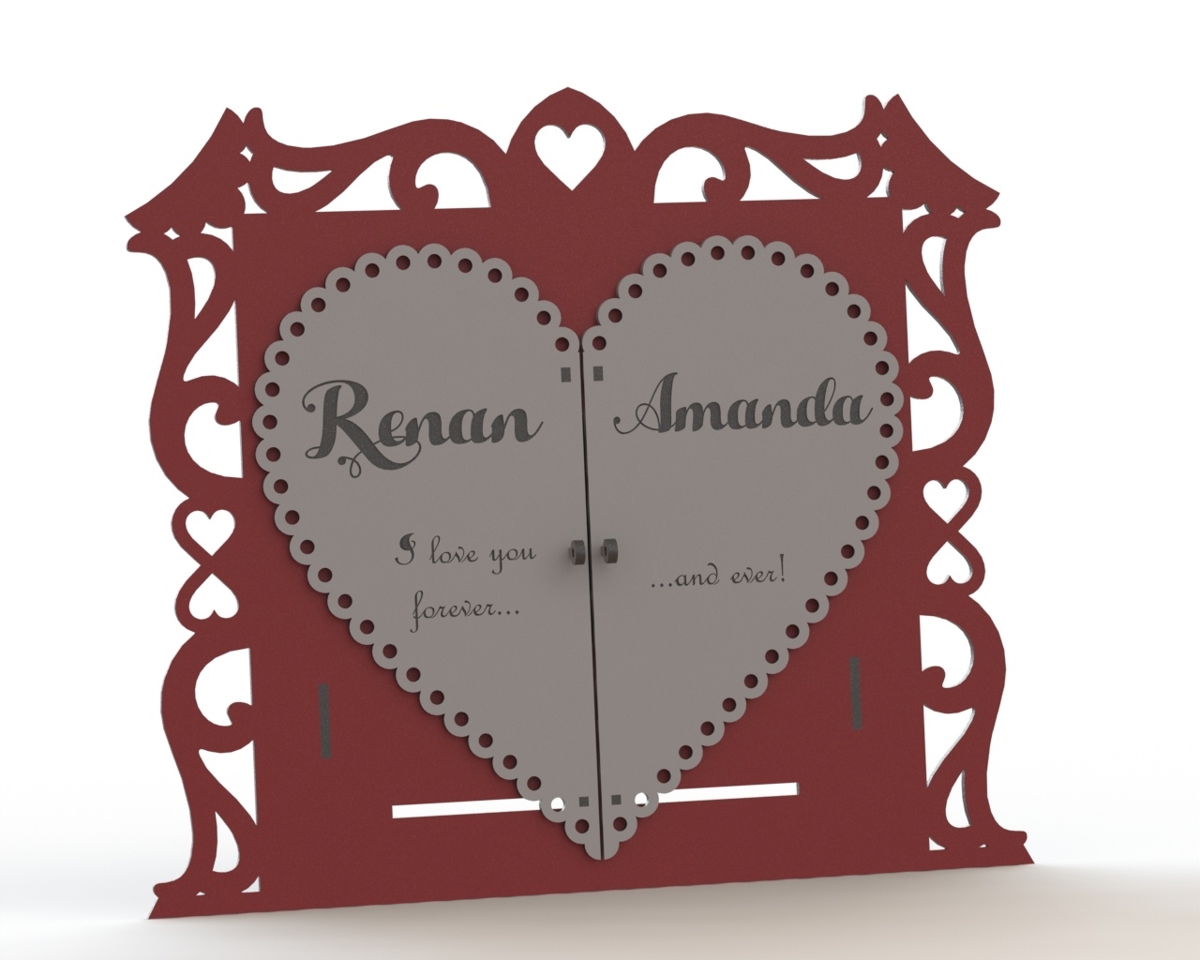 طرح قاب عکس زوج مناسب برای استفاده در دستگاه های cnc چوب و cnc لیزر - couple photo frame laser cut cdr file