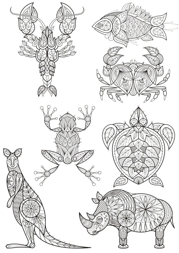 طرح فایل وکتور مجموعه حیوانات تزئینی مناسب برای استفاده در دستگاه های cnc چوب و cnc لیزر - decor animals vector set cdr file
