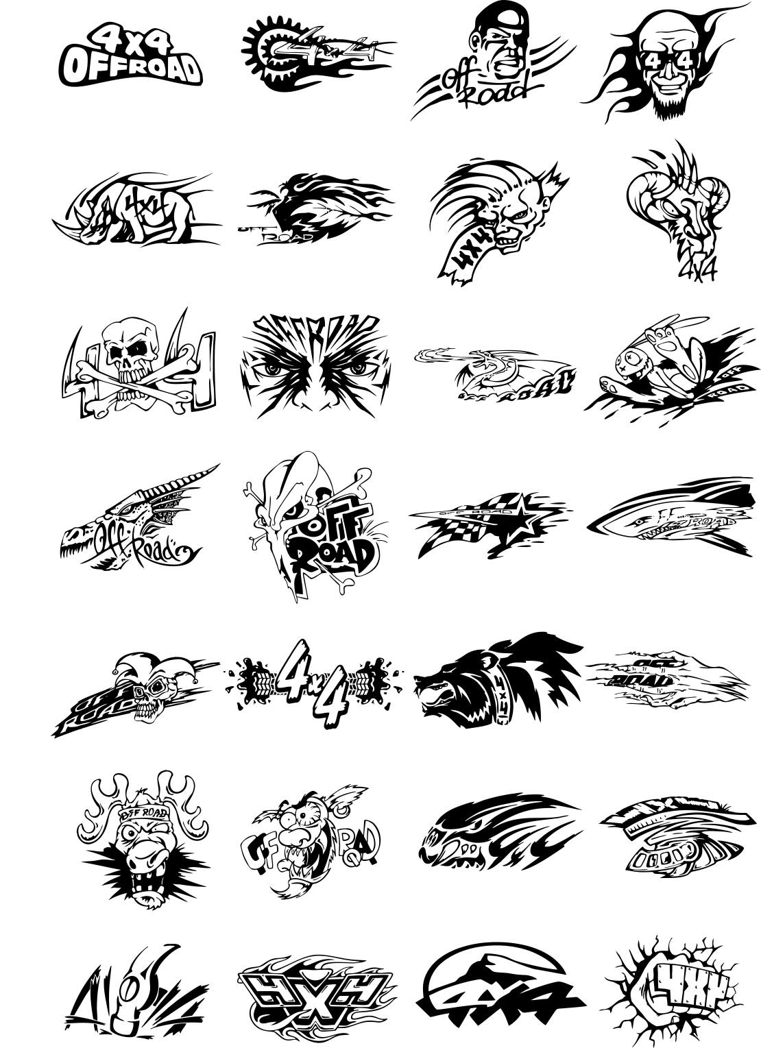 طرح مجموعه استیکرهای آفرود مناسب برای استفاده در دستگاه های cnc چوب و cnc لیزر - off road stickers set cdr file
